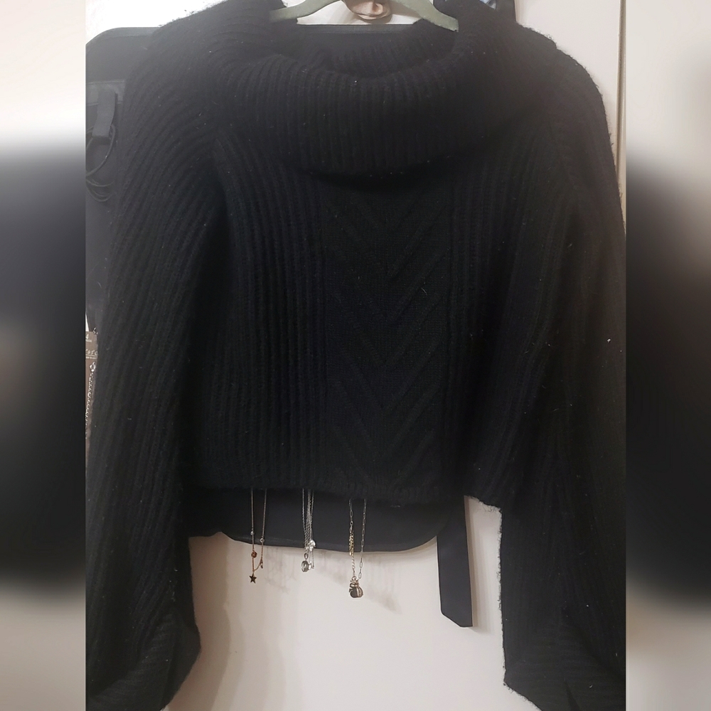 Black sweater crop top.